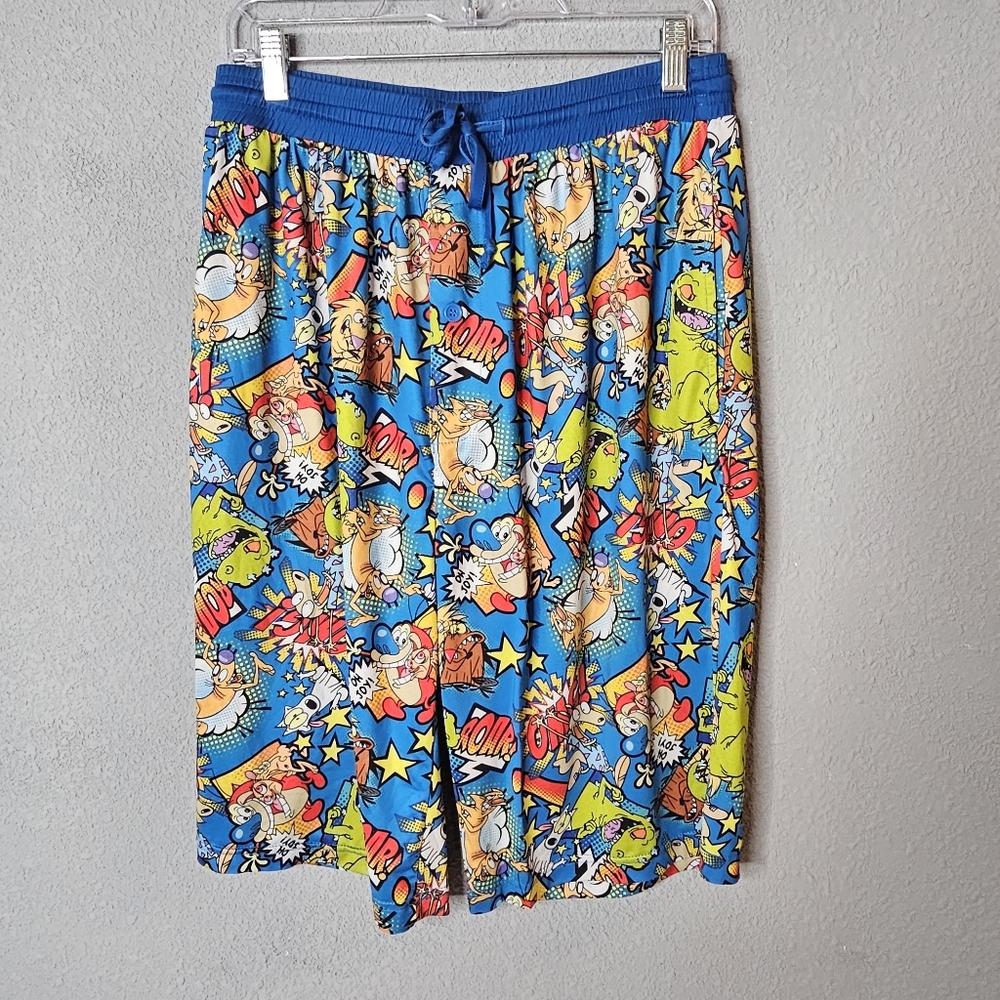 Nickelodeon Lounge Shorts Mens XL 90s Cartoons Rugrats Ren Stimpy Rocko‎ Pajama